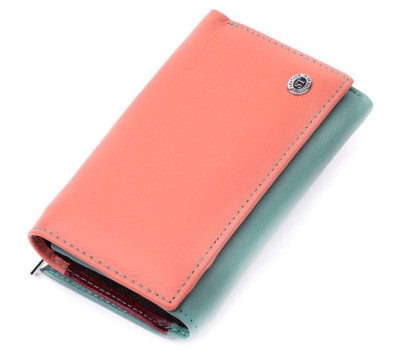 Красивий жіночий шкіряний гаманець у три складання ST Leather 19441 Різнокольоровий