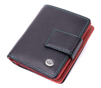 Вертикальний невеликий жіночий гаманець із натуральної шкіри ST Leather 19436 Чорний