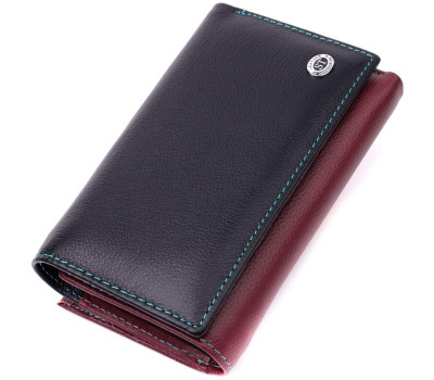 Місткий шкіряний гаманець у три складання для жінок ST Leather 19444 Різнокольоровий