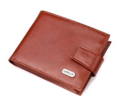 Компактний чоловічий гаманець із натуральної гладкої шкіри CANPELLINI 21508 Світло-коричневий