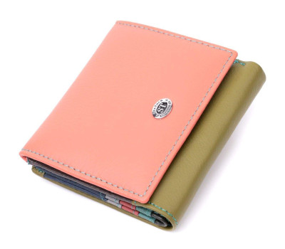 Модний жіночий гаманець з оригінальною монетницею з натуральної шкіри ST Leather 19511 Різнокольоровий