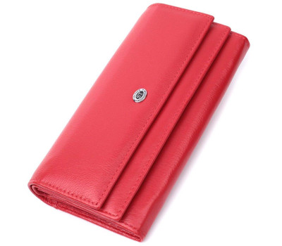 Місткий жіночий гаманець із двома клапанами із натуральної шкіри ST Leather 22695 Червоний