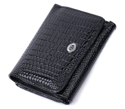 Жіночий стильний гаманець із фактурної натуральної шкіри ST Leather 22732 Чорний