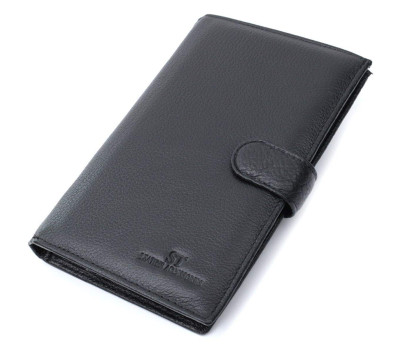 Універсальний чоловічий гаманець для грошей та документів з натуральної шкіри ST Leather 22735 Чорний