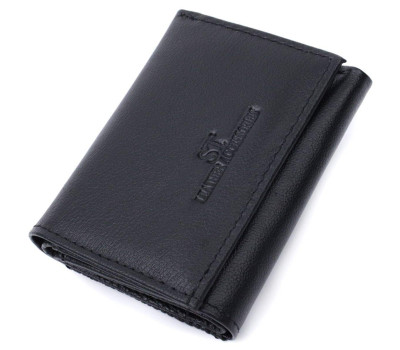 Зручний компактний гаманець з монетницею із натуральної шкіри ST Leather 22742 Чорний