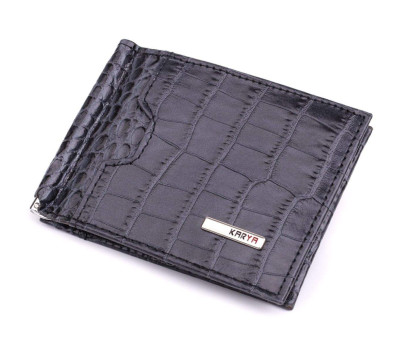 Практичний чоловічий гаманець-затиск із натуральної шкіри KARYA 22851 Сірий