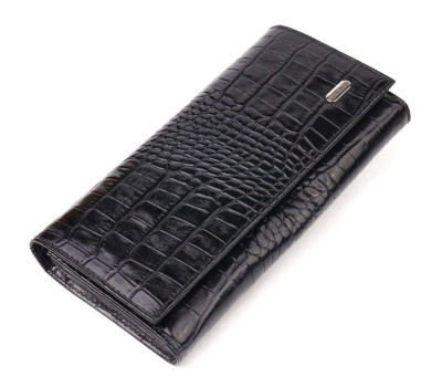 Жіночий гаманець із монетницею з натуральної фактурної шкіри CANPELLINI 21525 Чорний