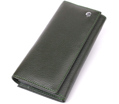 Стильний гаманець для жінок з монетницею із натуральної шкіри ST Leather 23106 Зелений