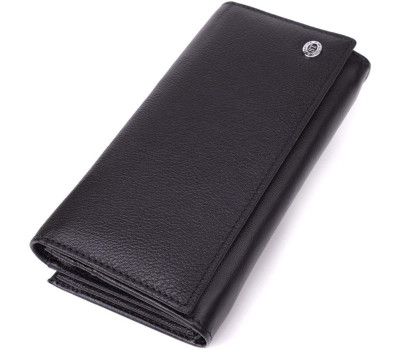 Функціональний жіночий гаманець на магнітах із натуральної шкіри ST Leather 23112 Чорний