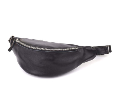 Зручна чоловіча бананка відмінної якості з гладкої натуральної шкіри Shvigel 23143 Чорний