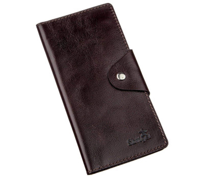 Гаманець вертикальний зі шкіри Алькор на кнопках SHVIGEL 16171 Коричневий
