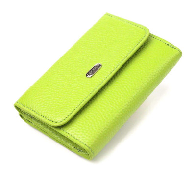 Стильний молодіжний гаманець з натуральної шкіри флотар CANPELLINI 21598 Салатовий