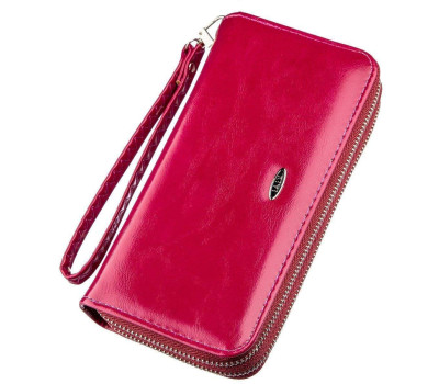 Гаманець жіночий з гладкої екошкіри KIVI 19051 Темно-рожевий