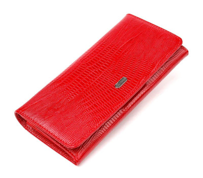Лакований гаманець для жінок із натуральної фактурної шкіри CANPELLINI 21609 Червоний
