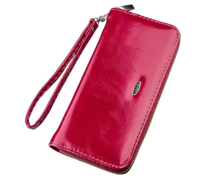 Гаманець жіночий на одну блискавку з екошкіри гладкий KIVI 19039 Малиновий
