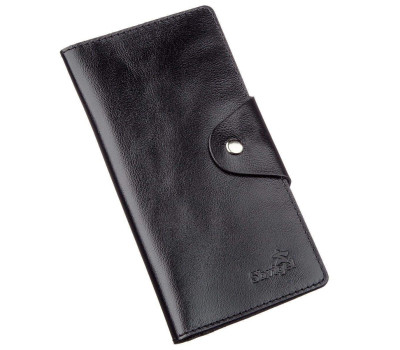 Гаманець чоловічий вертикальний зі шкіри Алькор на кнопках SHVIGEL 16177 Чорний