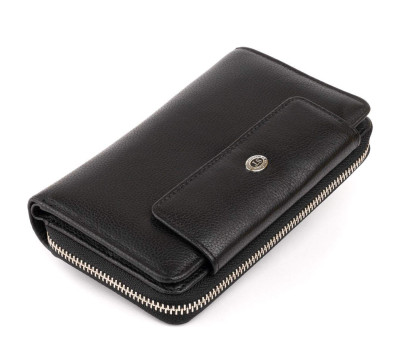 Гаманець зі шкіри на клямці ST Leather 19339 Чорний
