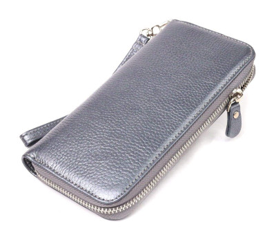 Чудовий гаманець з відливом для жінок із натуральної шкіри флотар CANPELLINI 21622 Сірий