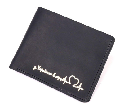 Практичний шкіряний гаманець у дві додавання Серце GRANDE PELLE 16753 Чорний