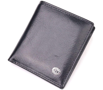Компактний гаманець для грошей із натуральної гладкої шкіри ST Leather 19418 Чорний