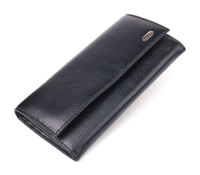 Жіночий місткий гаманець з натуральної зернистої шкіри CANPELLINI 21625 Чорний