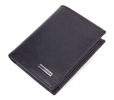 Вертикальний невеликий шкіряний гаманець без застібки KARYA 21362 Чорний