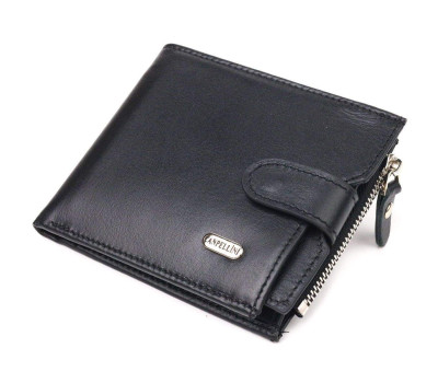Стильний чоловічий горизонтальний гаманець із натуральної гладкої шкіри CANPELLINI 21505 Чорний
