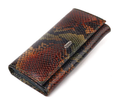 Горизонтальний жіночий гаманець з натуральної шкіри з тисненням під змію CANPELLINI 21648 Різнокольоровий