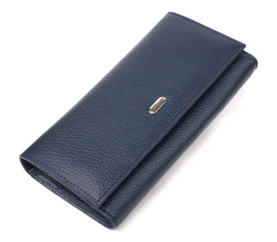 Практичний жіночий гаманець із натуральної зернистої шкіри CANPELLINI 21659 Синій