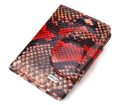 Невеликий жіночий гаманець з натуральної шкіри з тисненням під змію CANPELLINI 21667 Різнокольоровий