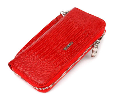 Оригінальний гаманець для жінок із натуральної фактурної шкіри CANPELLINI 21613 Червоний