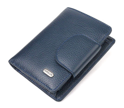 Цікавий вертикальний гаманець із натуральної шкіри CANPELLINI 21675 Синій