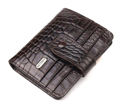 Цікавий гаманець для чоловіків з натуральної шкіри з тисненням під крокодила CANPELLINI 21689 Коричневий