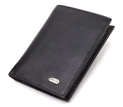Чоловічий гаманець вертикального формату з натуральної шкіри CANPELLINI 21753 Чорний