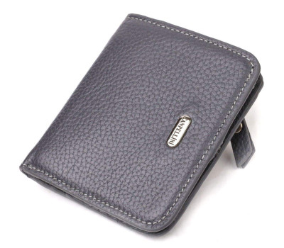 Лаконічний жіночий гаманець невеликого розміру з натуральної шкіри флотар CANPELLINI 21801 Сірий