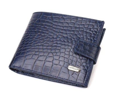 Гарний горизонтальний гаманець для чоловіків з натуральної шкіри з тисненням йод рептилію CANPELLINI 21889 Синий