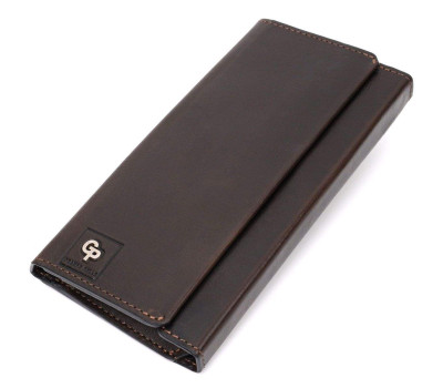 Вертикальний гаманець із відділенням для телефону з натуральної шкіри GRANDE PELLE 11645 Коричневий