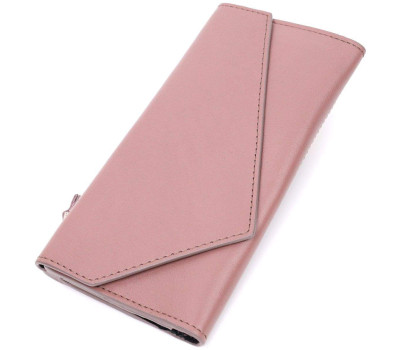 Якісний гаманець із монетницею зовні з натуральної шкіри GRANDE PELLE 11648 Пудровий