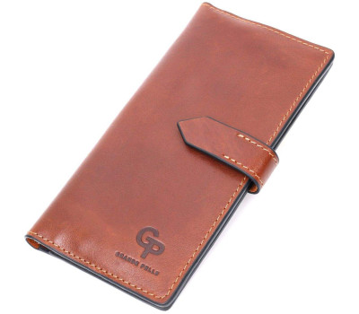 Цікавий вертикальний гаманець із натуральної шкіри GRANDE PELLE 11660 Коричневий