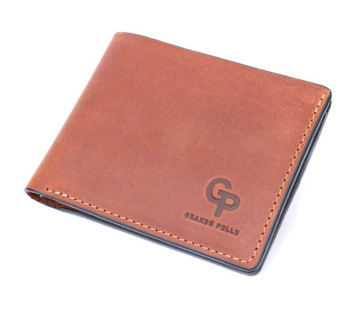 Компактний гаманець із натуральної шкіри без застібки GRANDE PELLE 11661 Коричневий