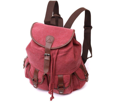 Зручний текстильний рюкзак, що закривається клапаном на магніт Vintage 22153 Бордовий