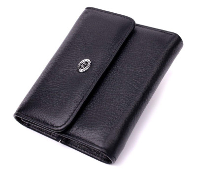 Симпатичний жіночий гаманець із монетницею з натуральної шкіри ST Leather 19481 Чорний