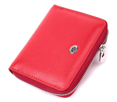 Шкіряний жіночий гаманець на блискавці з металевим логотипом виробника ST Leather 19484 Червоний