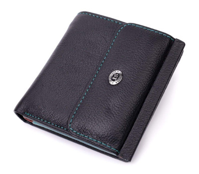 Жіночий оригінальний гаманець середнього розміру з натуральної шкіри ST Leather 19500 Чорний