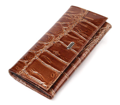 Незвичайний жіночий гаманець із натуральної фактурної шкіри CANPELLINI 21652 Коричневий