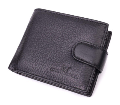 Невеликий місткий гаманець із натуральної шкіри ST Leather 22456 Чорний