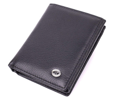 Гаманець вертикального формату з натуральної шкіри ST Leather 22474 Чорний