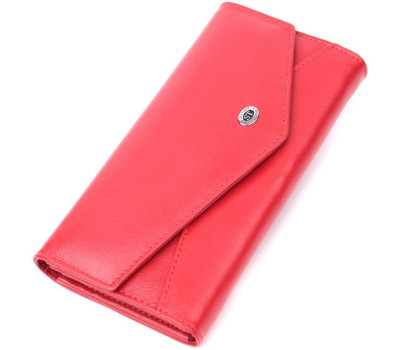 Жіночий гаманець з геометричним клапаном з натуральної шкіри ST Leather 22545 Червоний