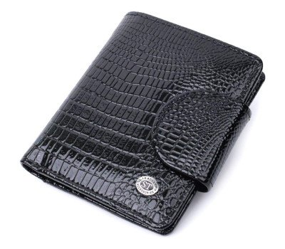 Гаманець для жінок середнього розміру з натуральної шкіри ST Leather 22686 Чорний