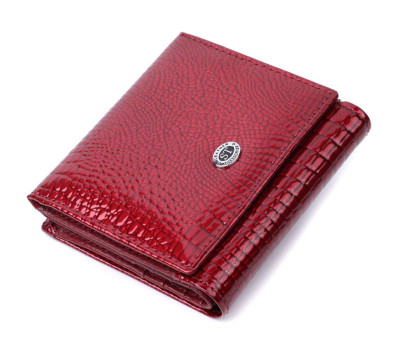 Компактний гаманець для жінок з натуральної шкіри лакованої ST Leather 22687 Червоний